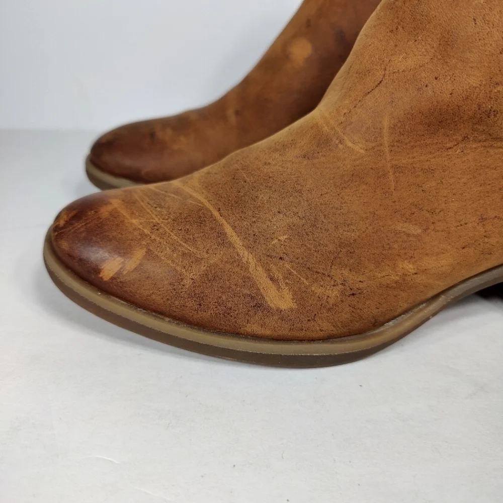 KORKS Sonya Womens Distressed Brown Leather Ankle Zipper Boots Booties Size 6.5M